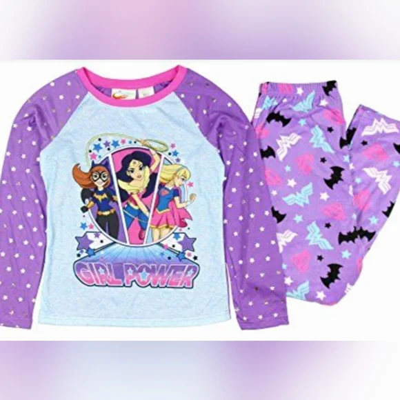 Girl Superhero Pjs NWT DC Superhero Piece PAJAMA SET Girls Sz 7/8